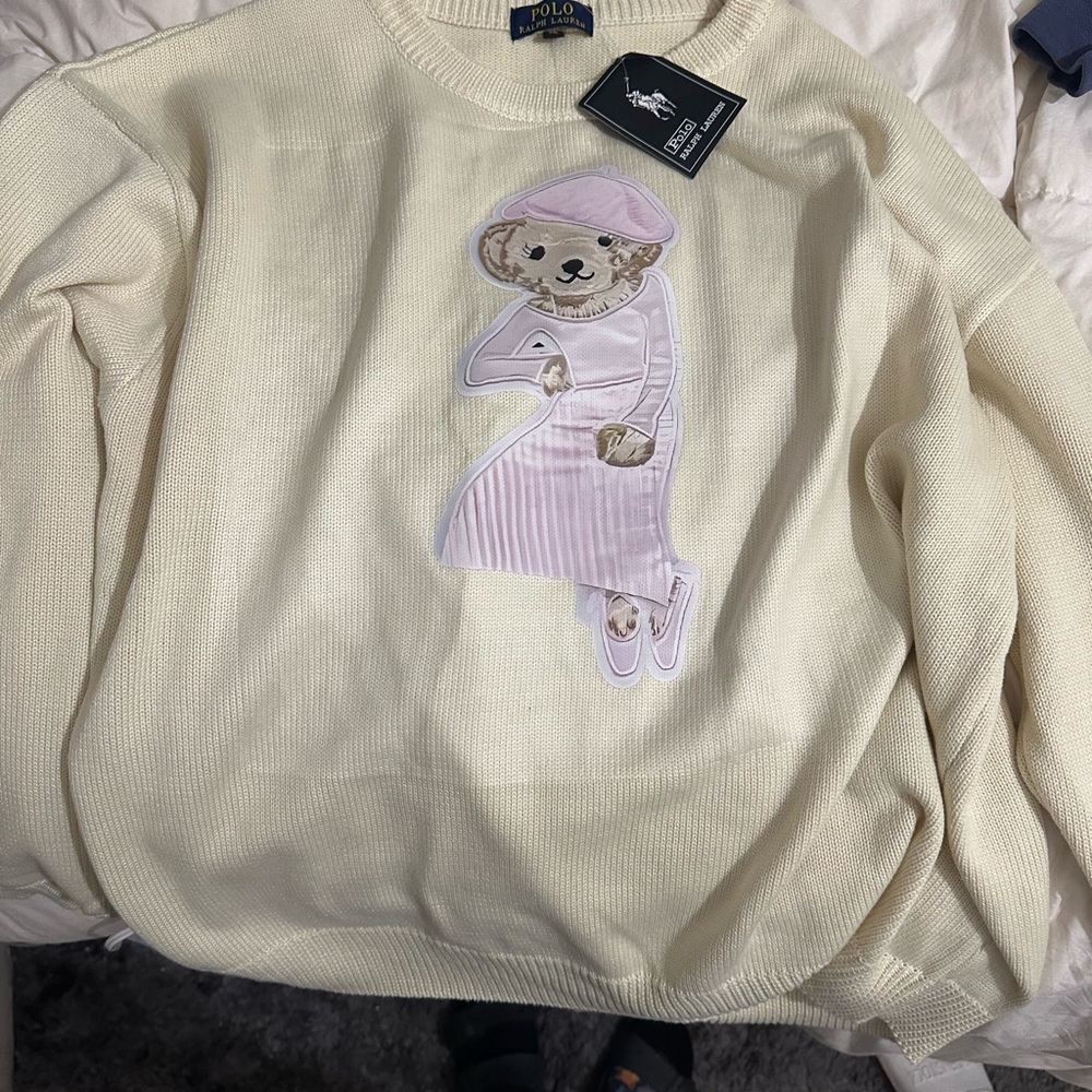 Polo by Ralph Lauren Cream Sweater with ballerina Bear Design